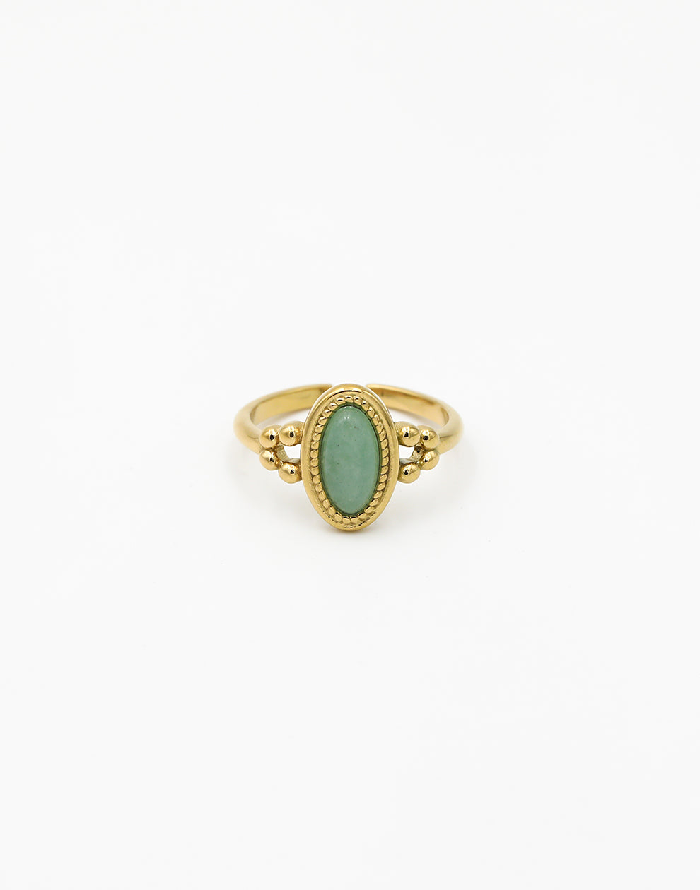 Vintage ring met ovale steen lichtgroen