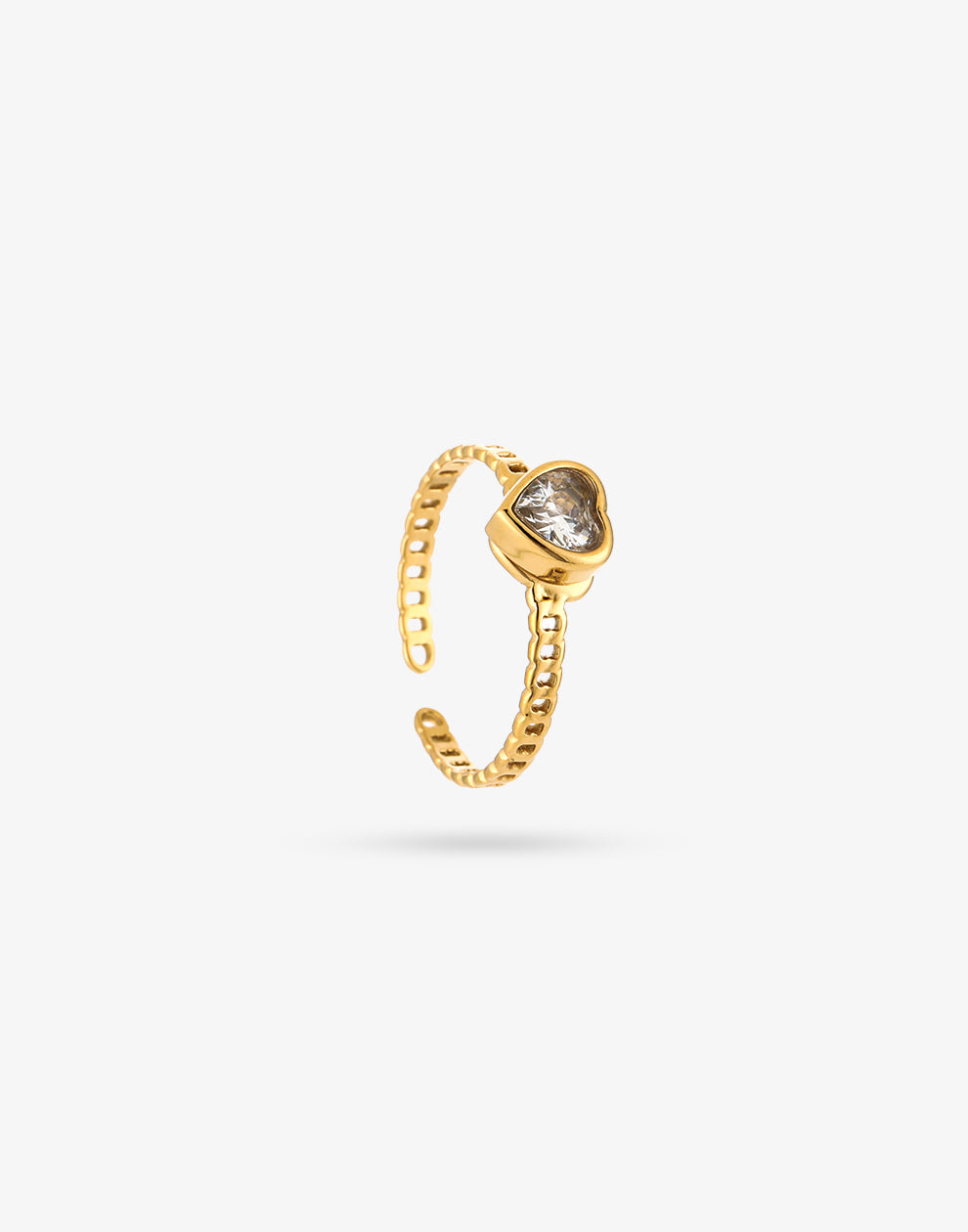 Ring hart met steen wit goudkleurig