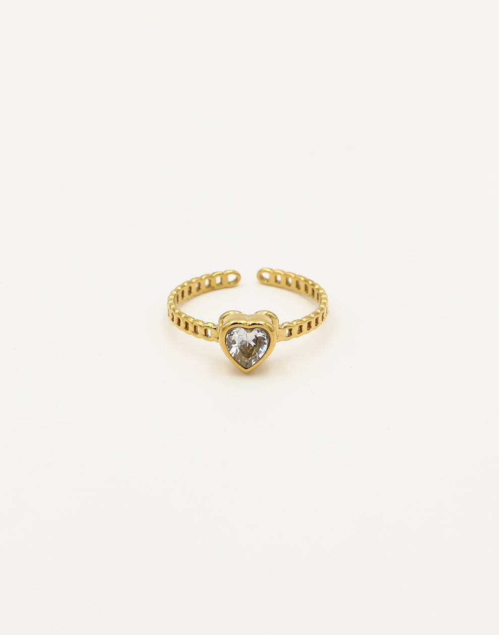 Ring hart met steen wit goudkleurig