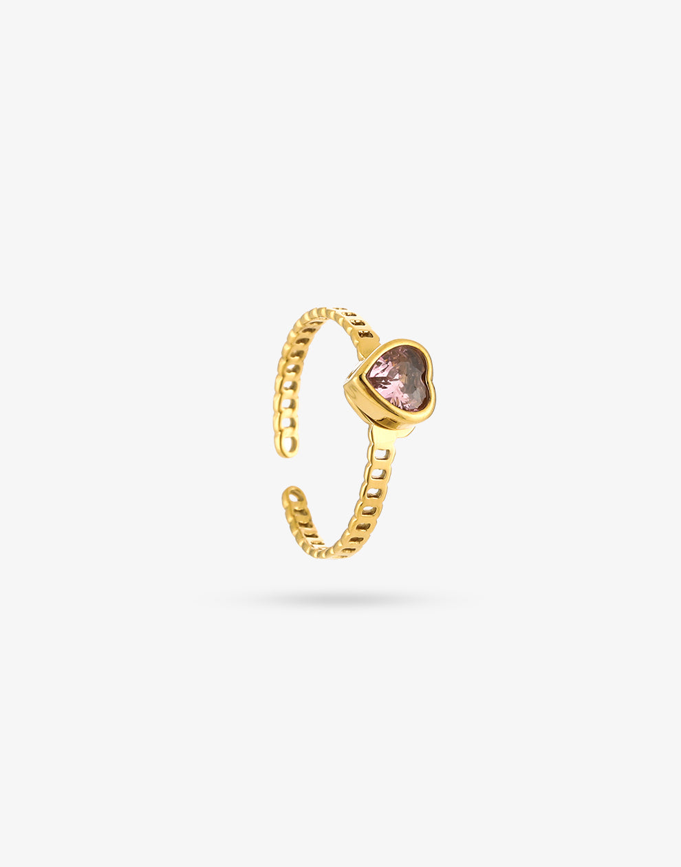 Ring hart met steen roze goudkleurig