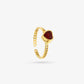 Ring hart met steen rood goudkleurig