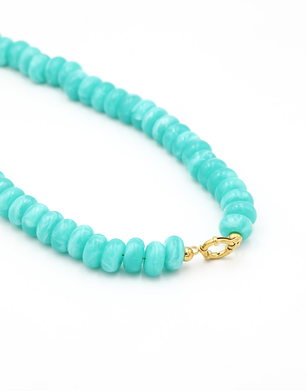 Kralenketting ovaal met slotje blauw