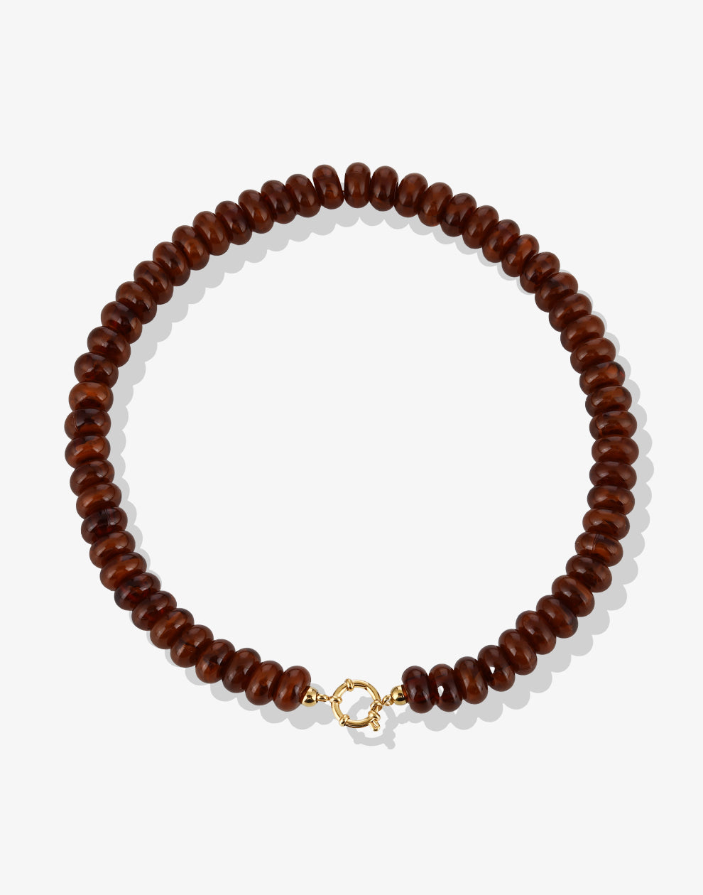 Kralenketting ovaal met slotje bruin