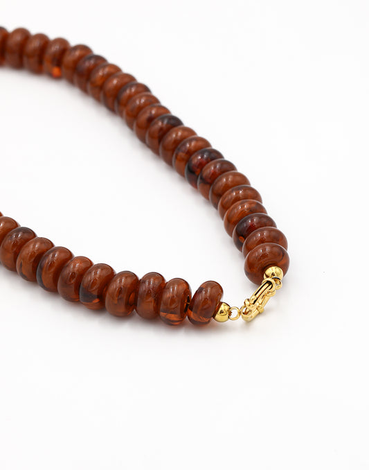 Kralenketting ovaal met slotje bruin