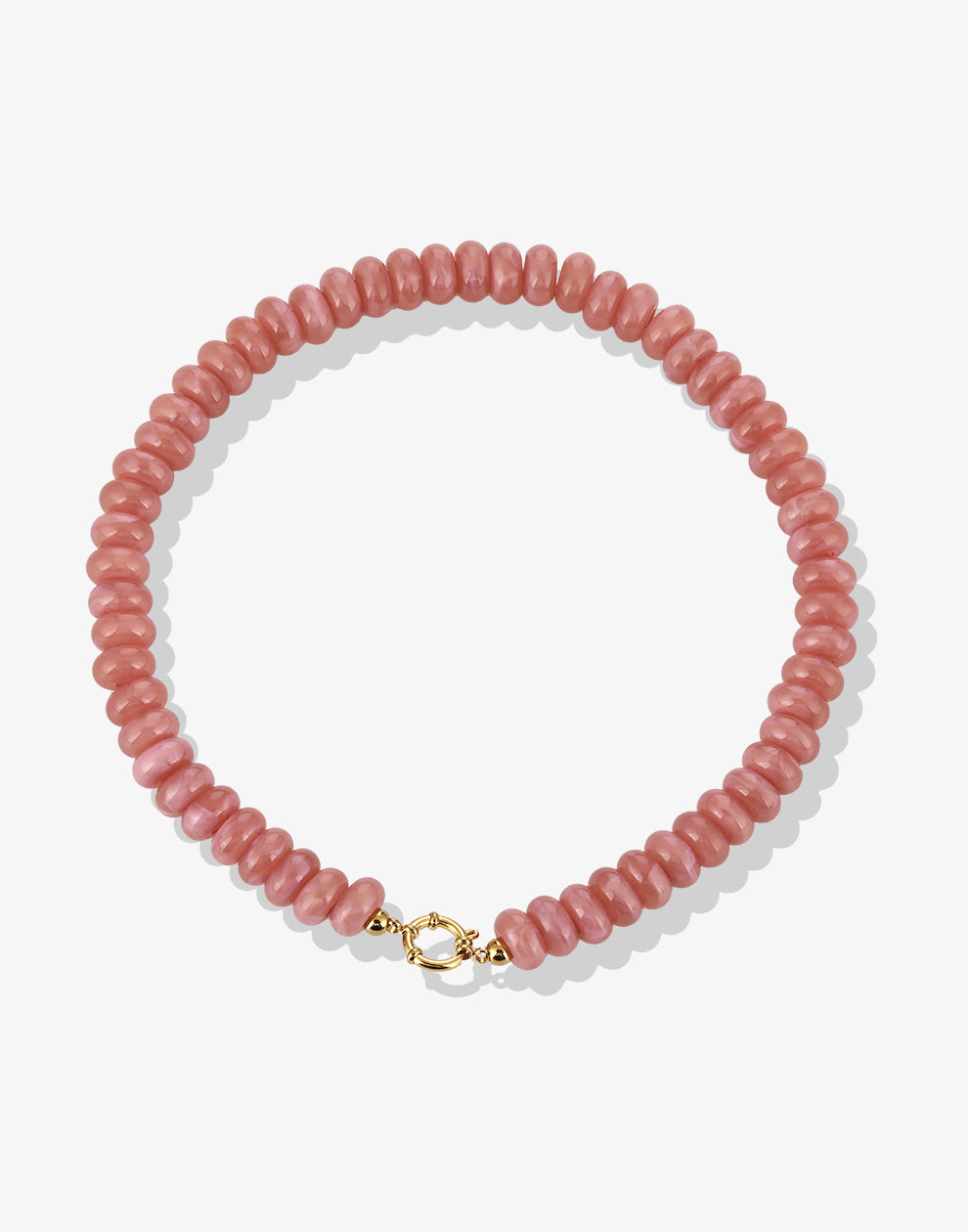 Kralenketting ovaal met slotje roze