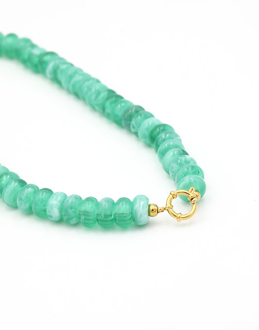 Kralenketting ovaal met slotje groen