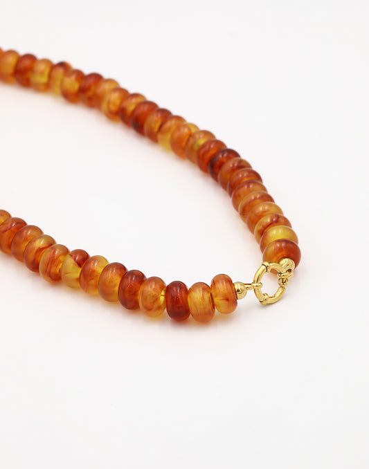 Kralenketting ovaal met slotje khaki