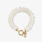 Kralenarmband ovaal met slotje beige