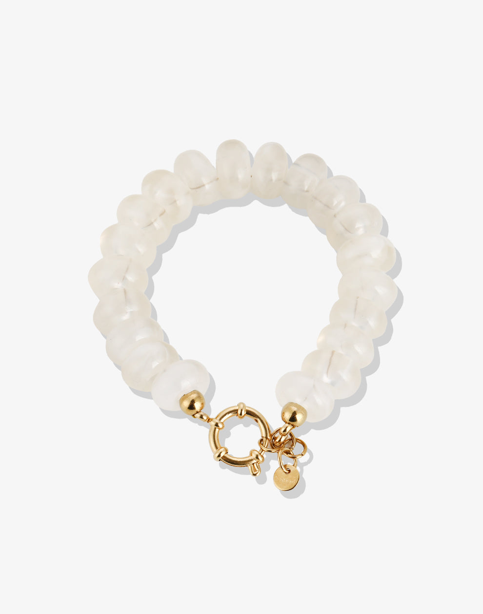 Kralenarmband ovaal met slotje beige