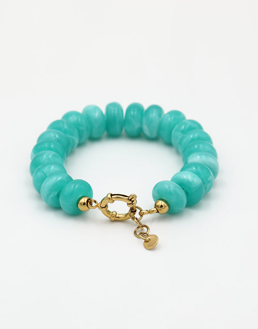 Kralenarmband ovaal met slotje blauw