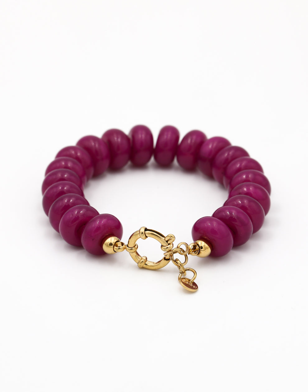 Kralenarmband ovaal met slotje paars