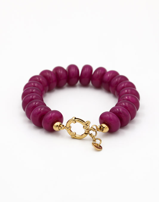 Kralenarmband ovaal met slotje paars