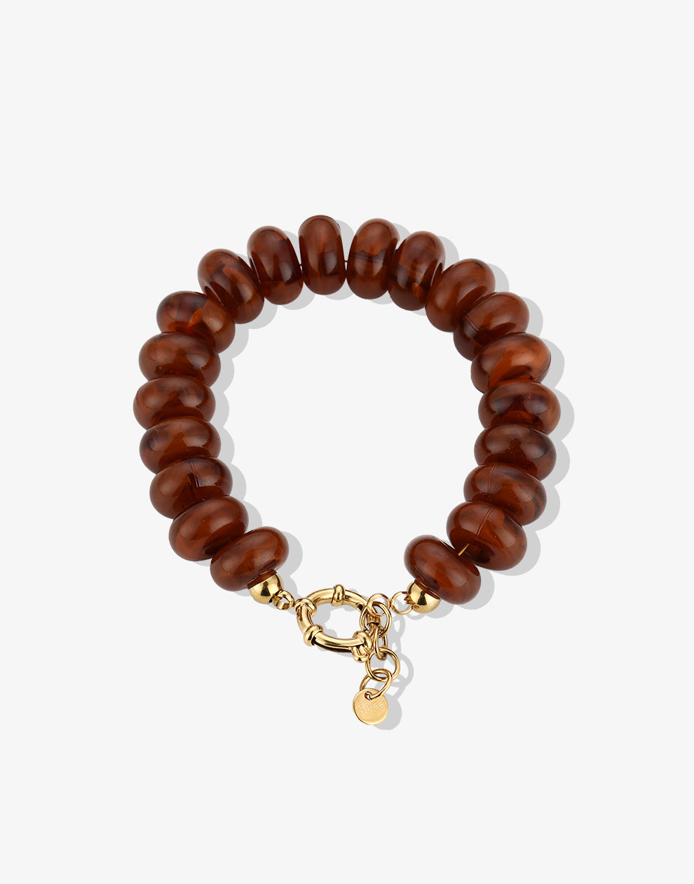 Kralenarmband ovaal met slotje bruin