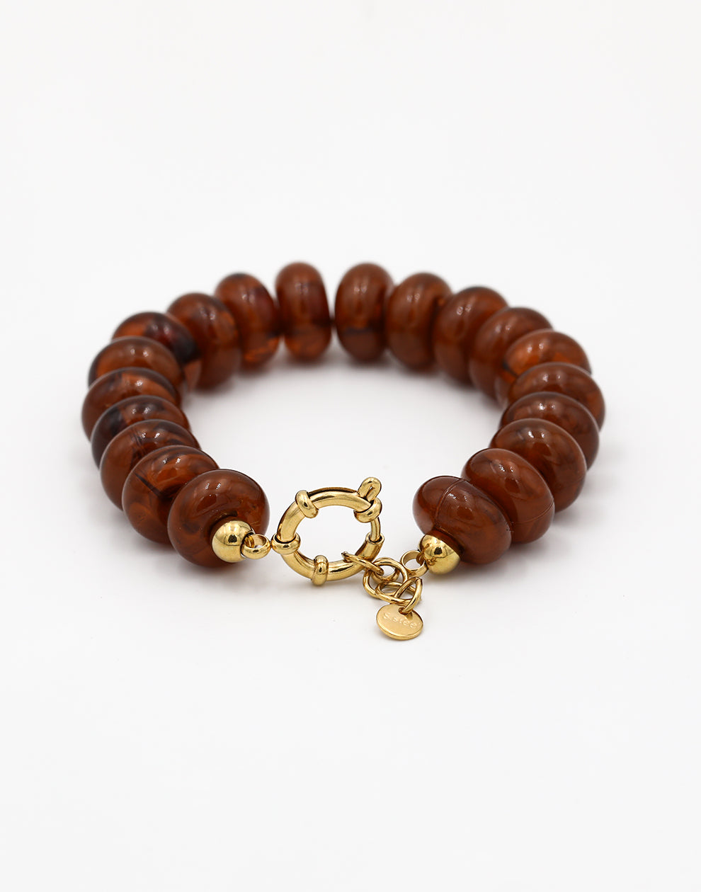 Kralenarmband ovaal met slotje bruin