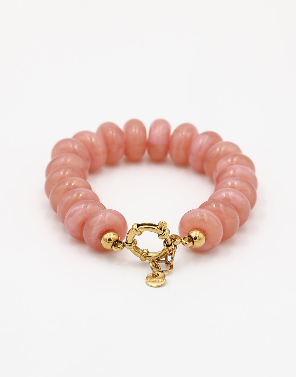 Kralenarmband ovaal met slotje roze