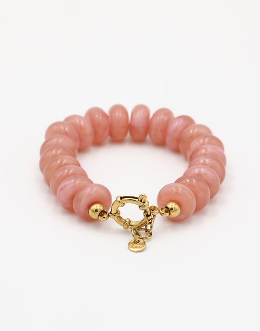 Kralenarmband ovaal met slotje roze