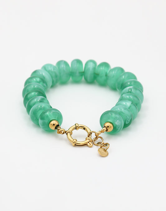 Kralenarmband ovaal met slotje groen