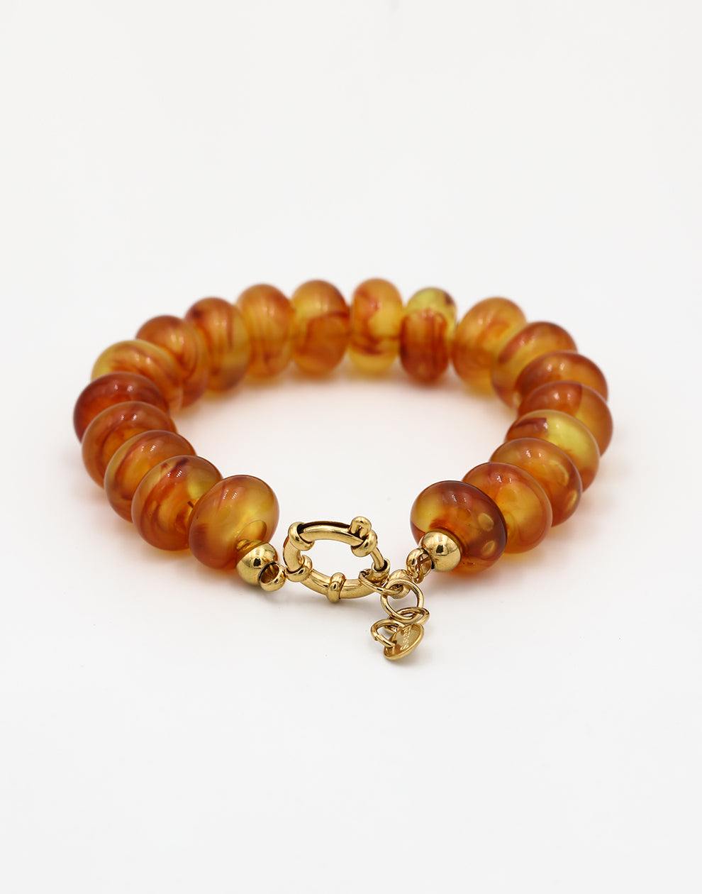 Kralenarmband ovaal met slotje khaki