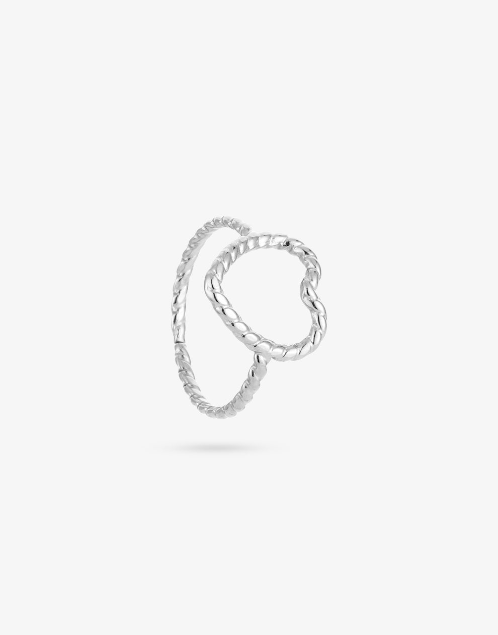 Ring hartje gedraaid zilverkleurig