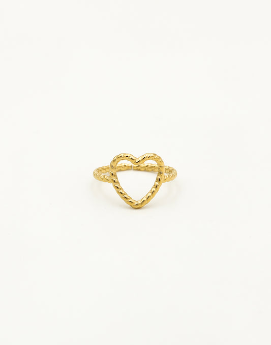 Ring hartje gedraaid goudkleurig