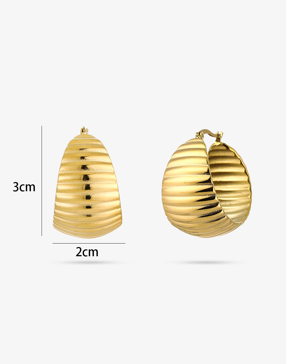 Ovale hoops met geribbeld patroon goudkleurig