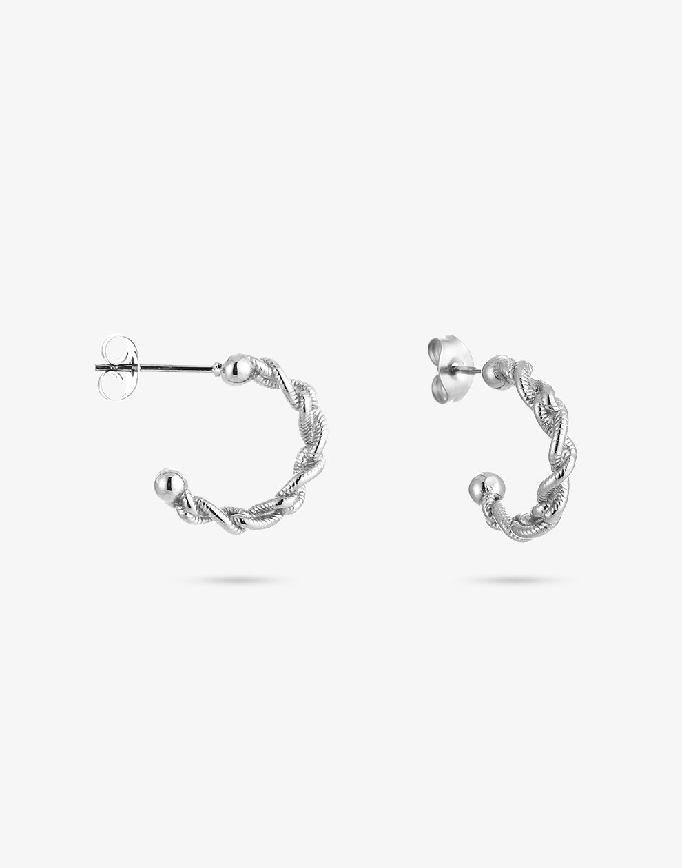 Oorringen open gedraaid met ribbels zilverkleurig