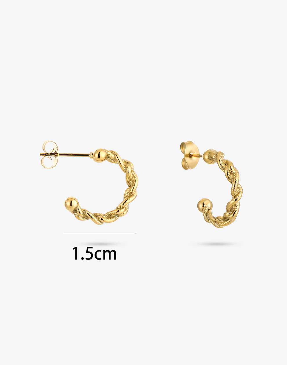 Oorringen open gedraaid met ribbels goudkleurig