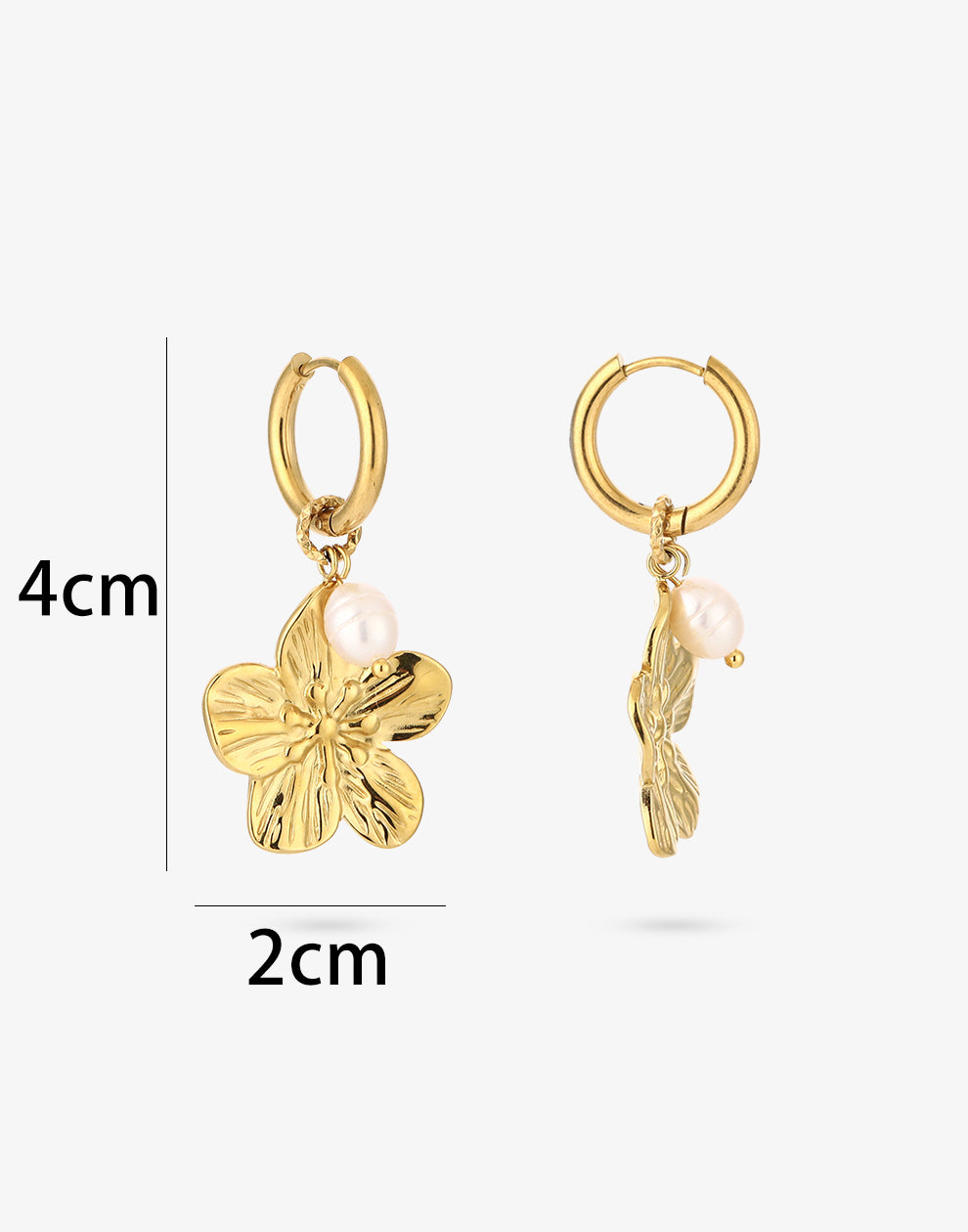 Creolen met bloem en parel