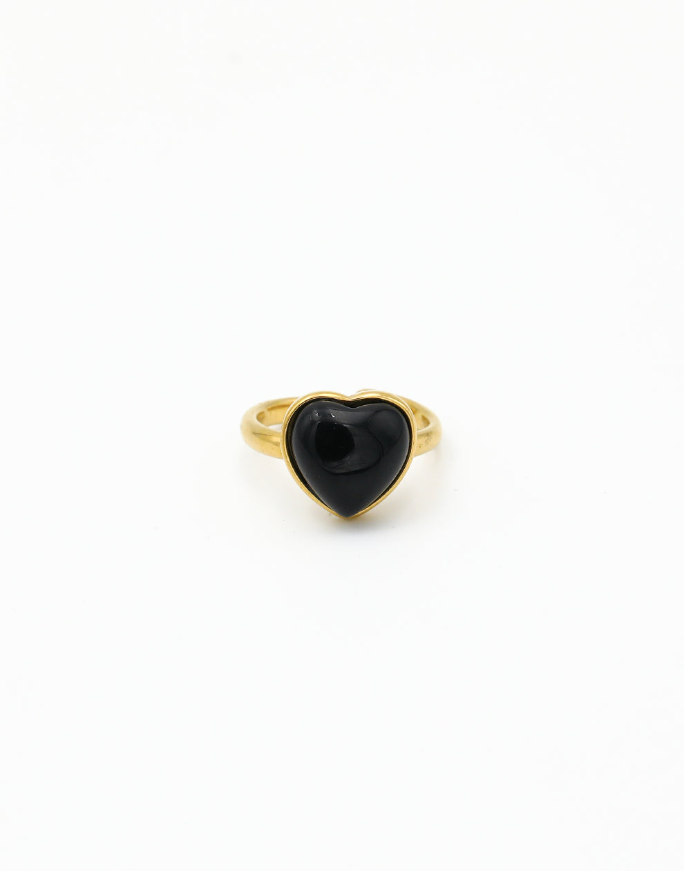 Ring vintage hart met steen zwart