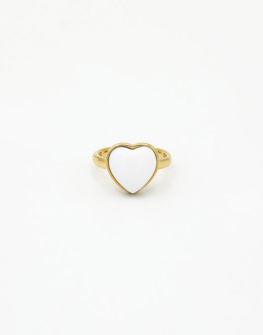 Ring vintage hart met steen wit