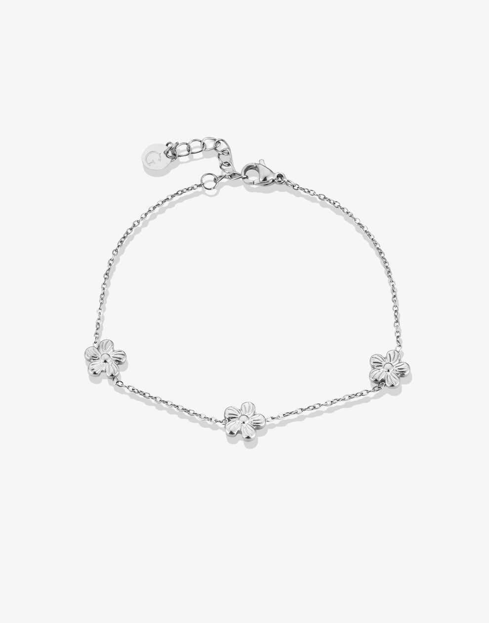 Armband kleine bloemetjes zilverkleurig