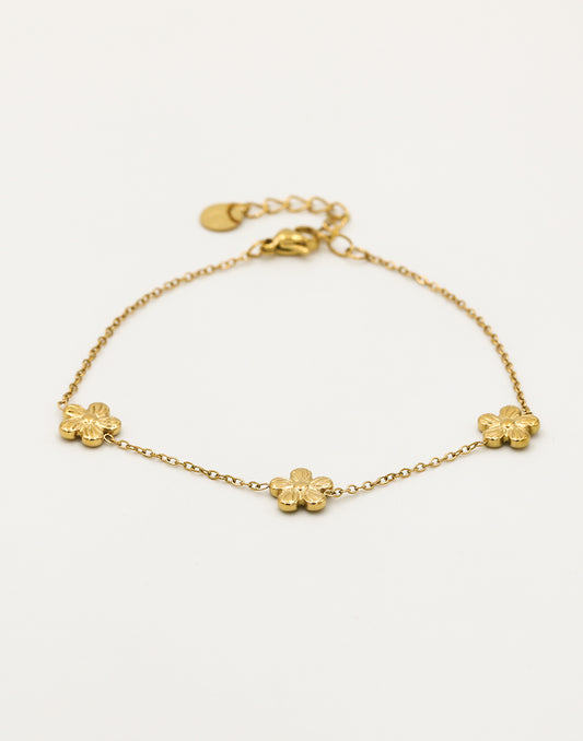 Armband kleine bloemetjes goudkleurig
