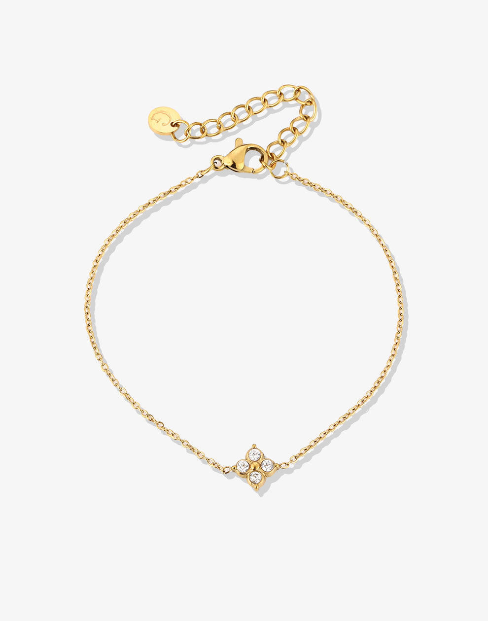 Armband klaver met steentjes wit