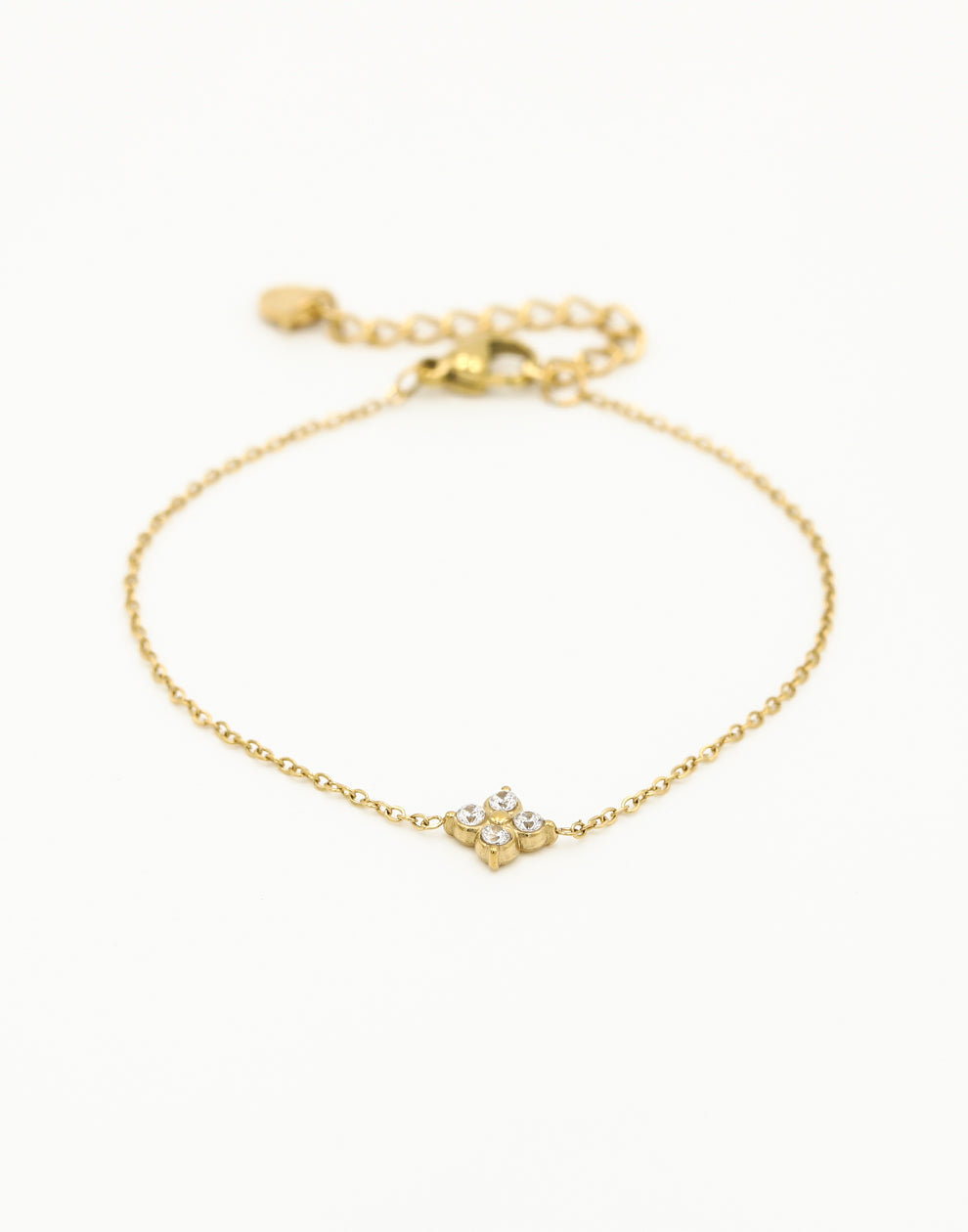 Armband klaver met steentjes wit