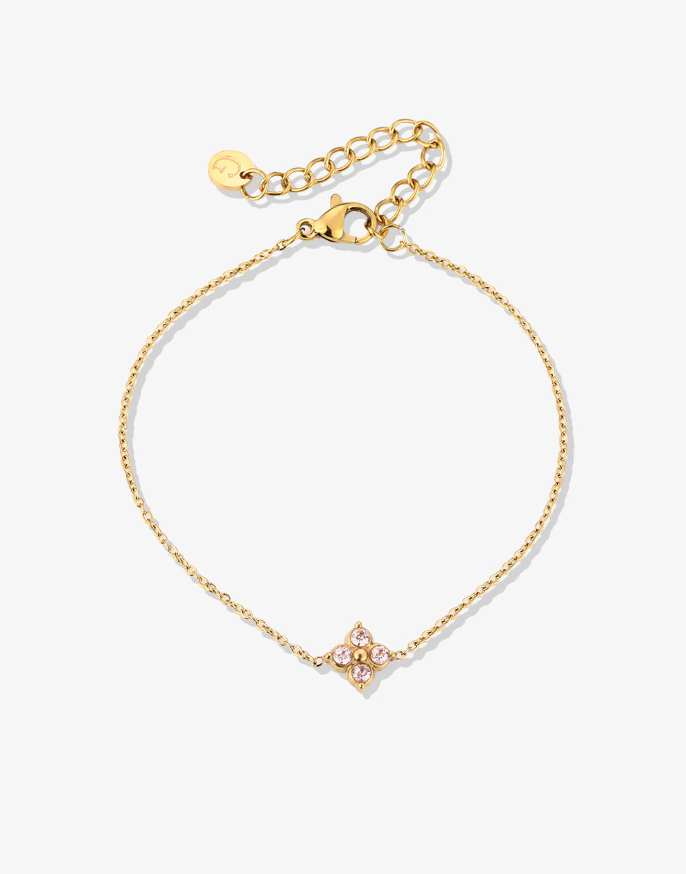 Armband klaver met steentjes oranje