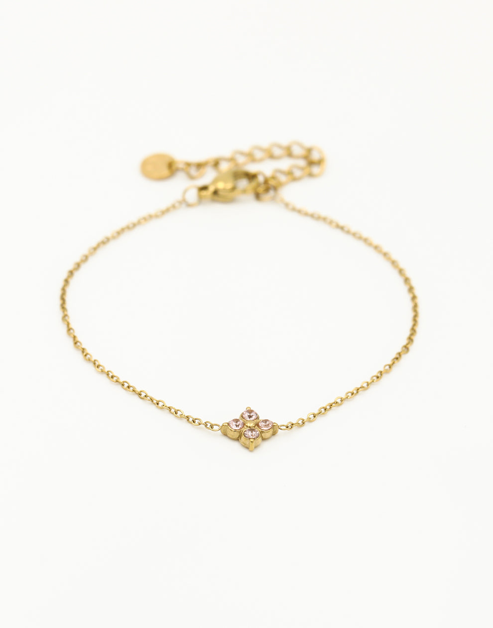 Armband klaver met steentjes oranje