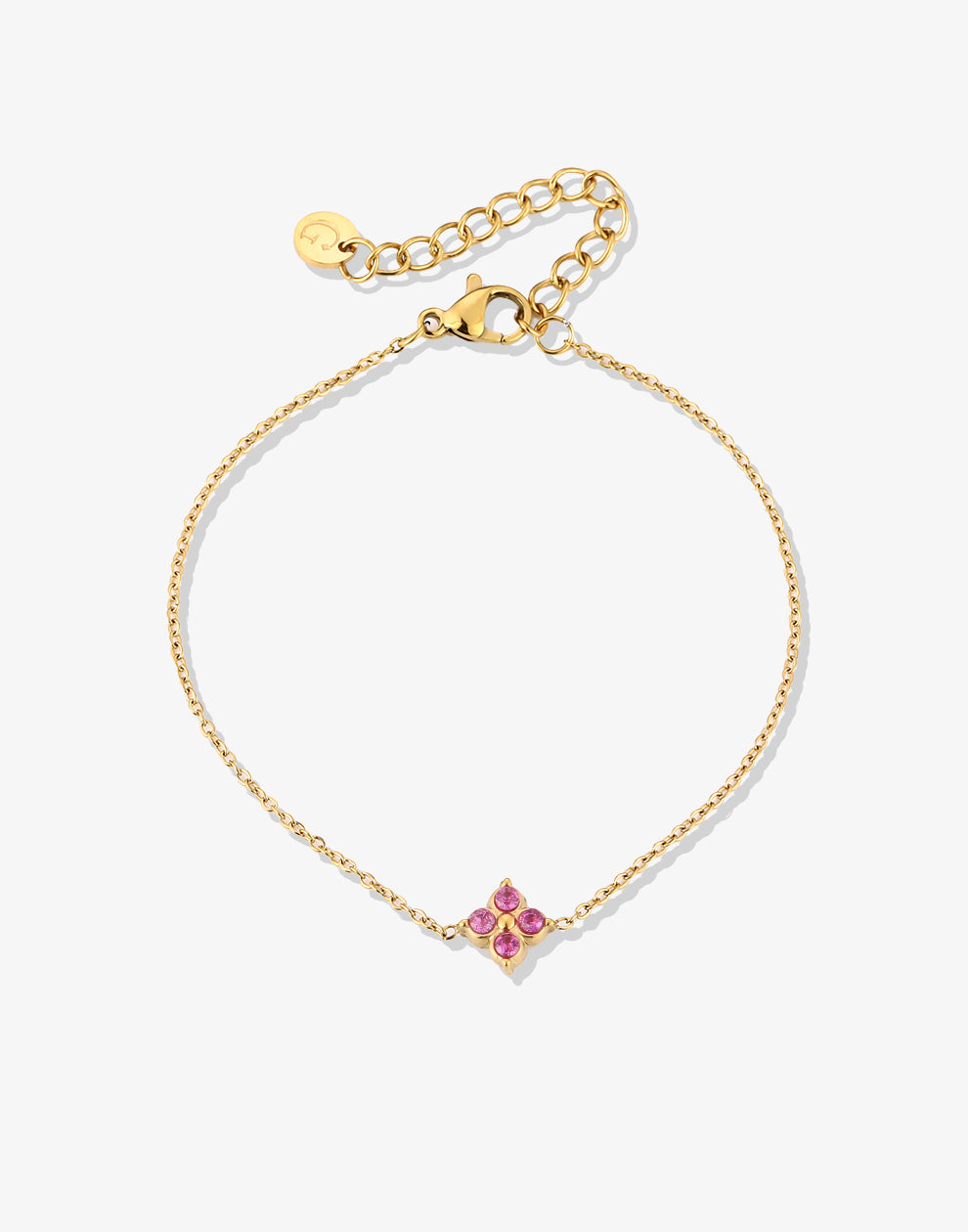 Armband klaver met steentjes roze