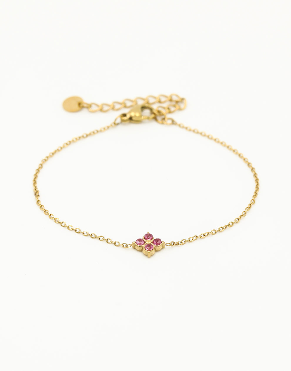 Armband klaver met steentjes roze