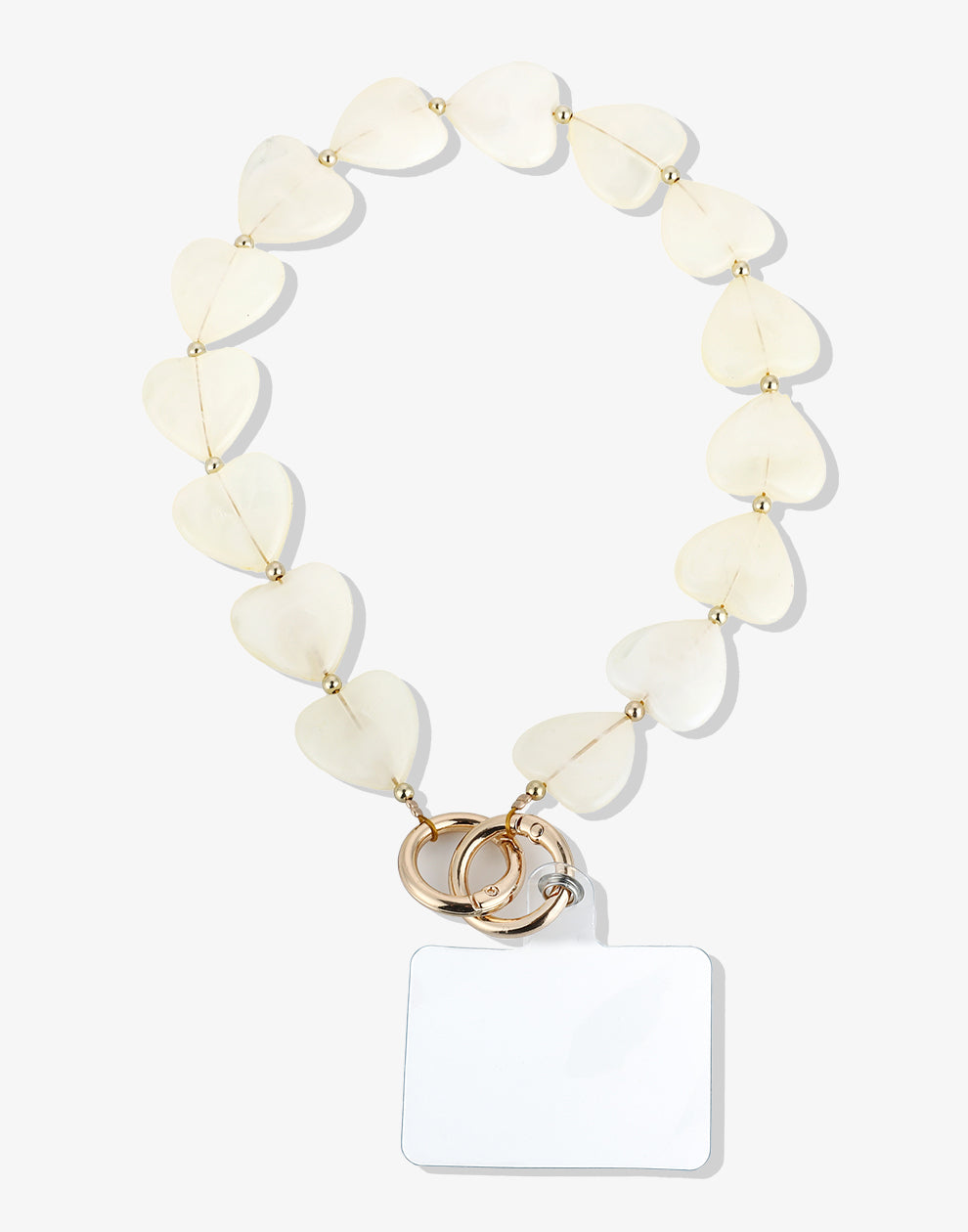 Herzförmige Telefonkabel mit Perlen, weiß