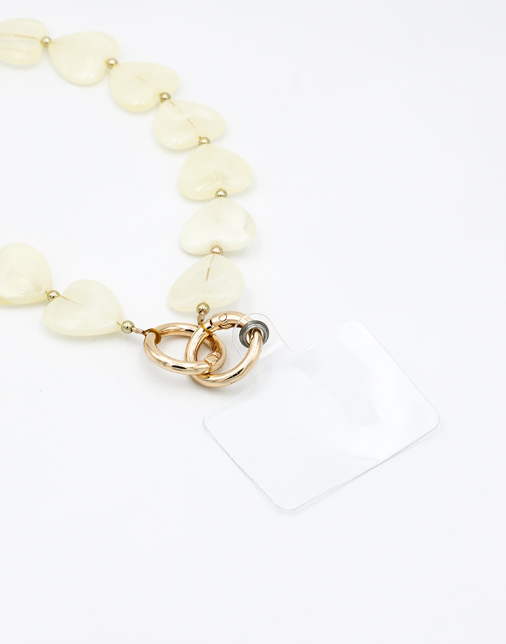 Herzförmige Telefonkabel mit Perlen, weiß