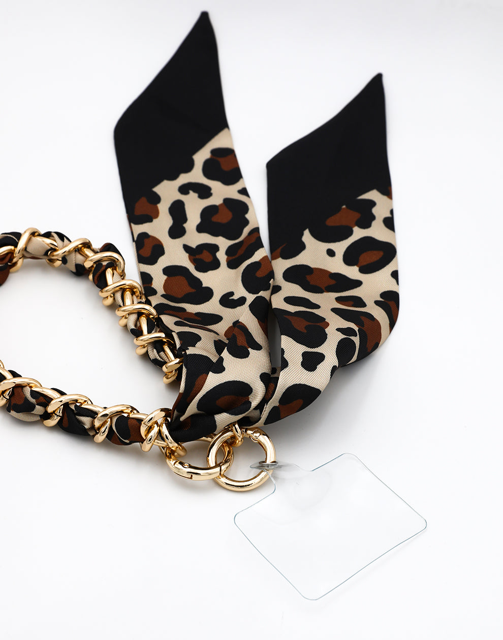 Telefonkabel-Verbindung mit Schal, Leopardenmuster schwarz