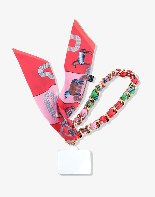 Telefonkabel-Verbindungen mit fuchsiafarbenem Schal