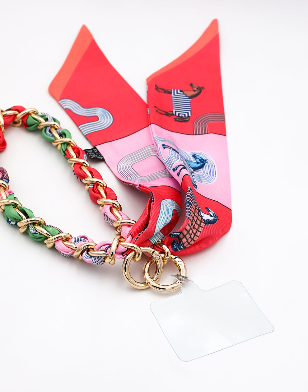 Telefonkabel-Verbindungen mit fuchsiafarbenem Schal