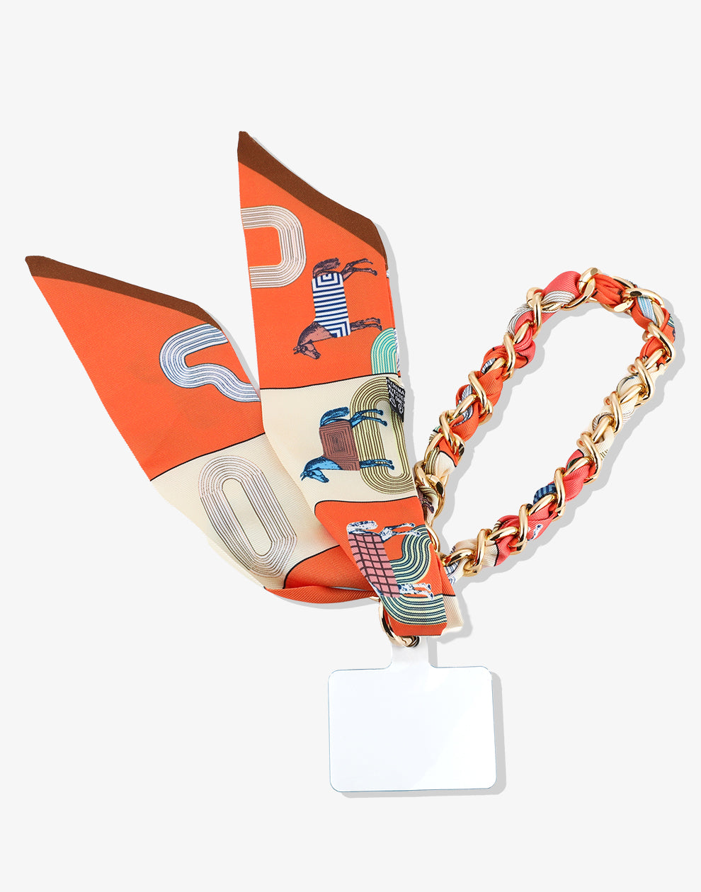 Telefonkabel-Verbindungen mit orangefarbenem Schal