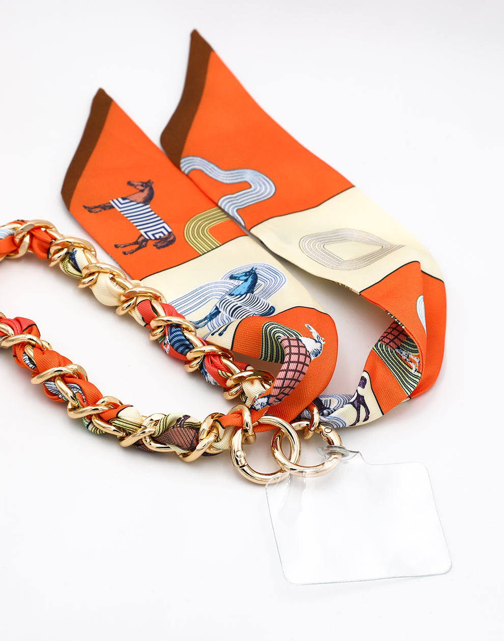 Telefonkabel-Verbindungen mit orangefarbenem Schal