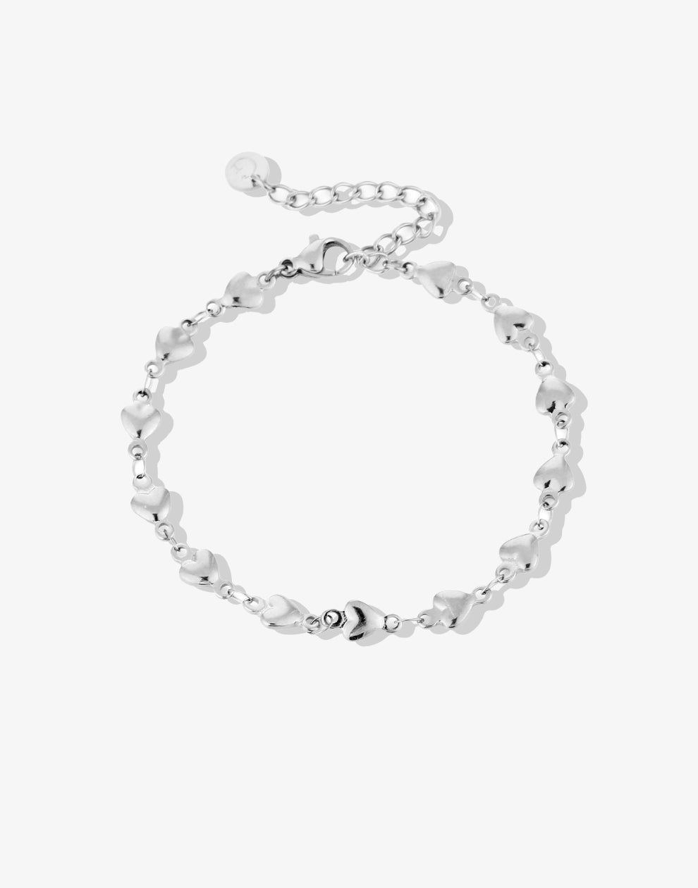 Schakelarmband kleine hartjes zilverkleurig