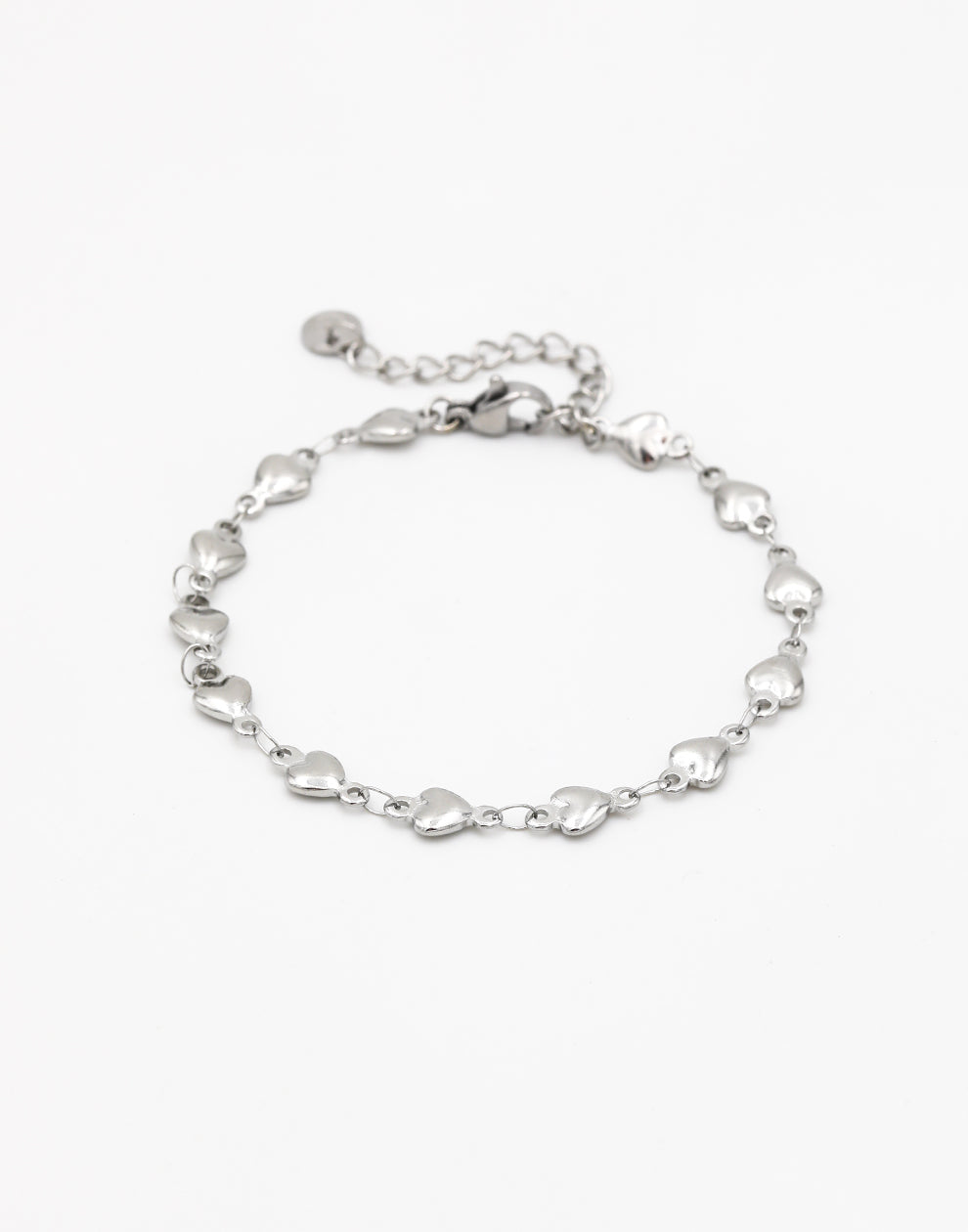 Schakelarmband kleine hartjes zilverkleurig