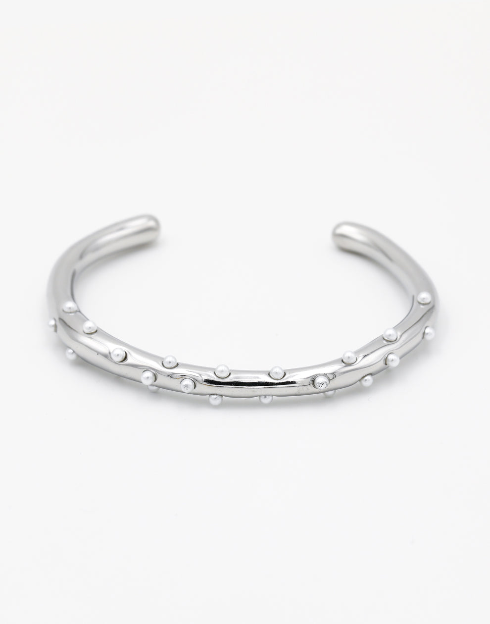 Bangle met parels zilverkleurig