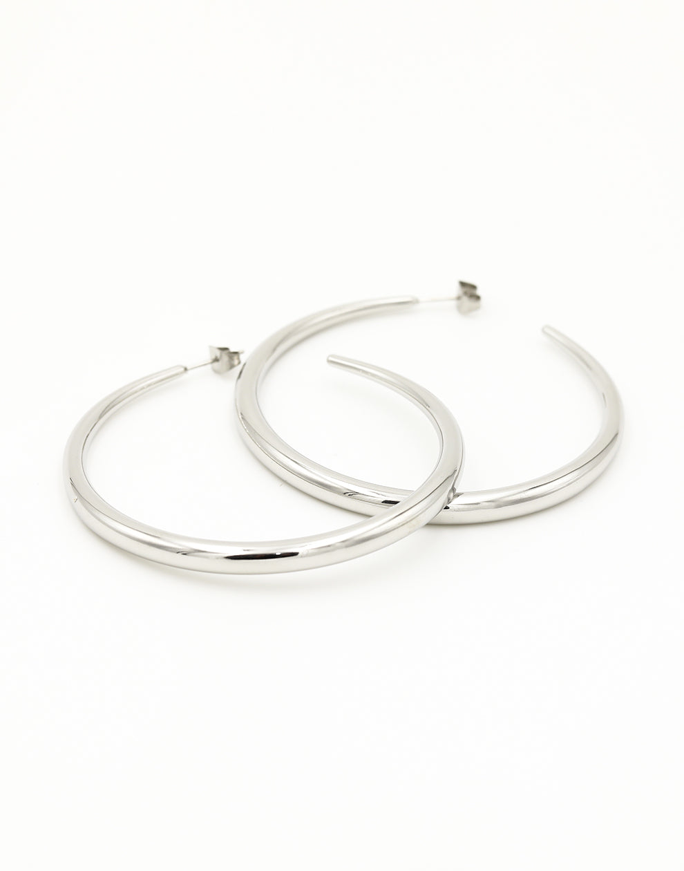 Open oorringen 60mm zilverkleurig