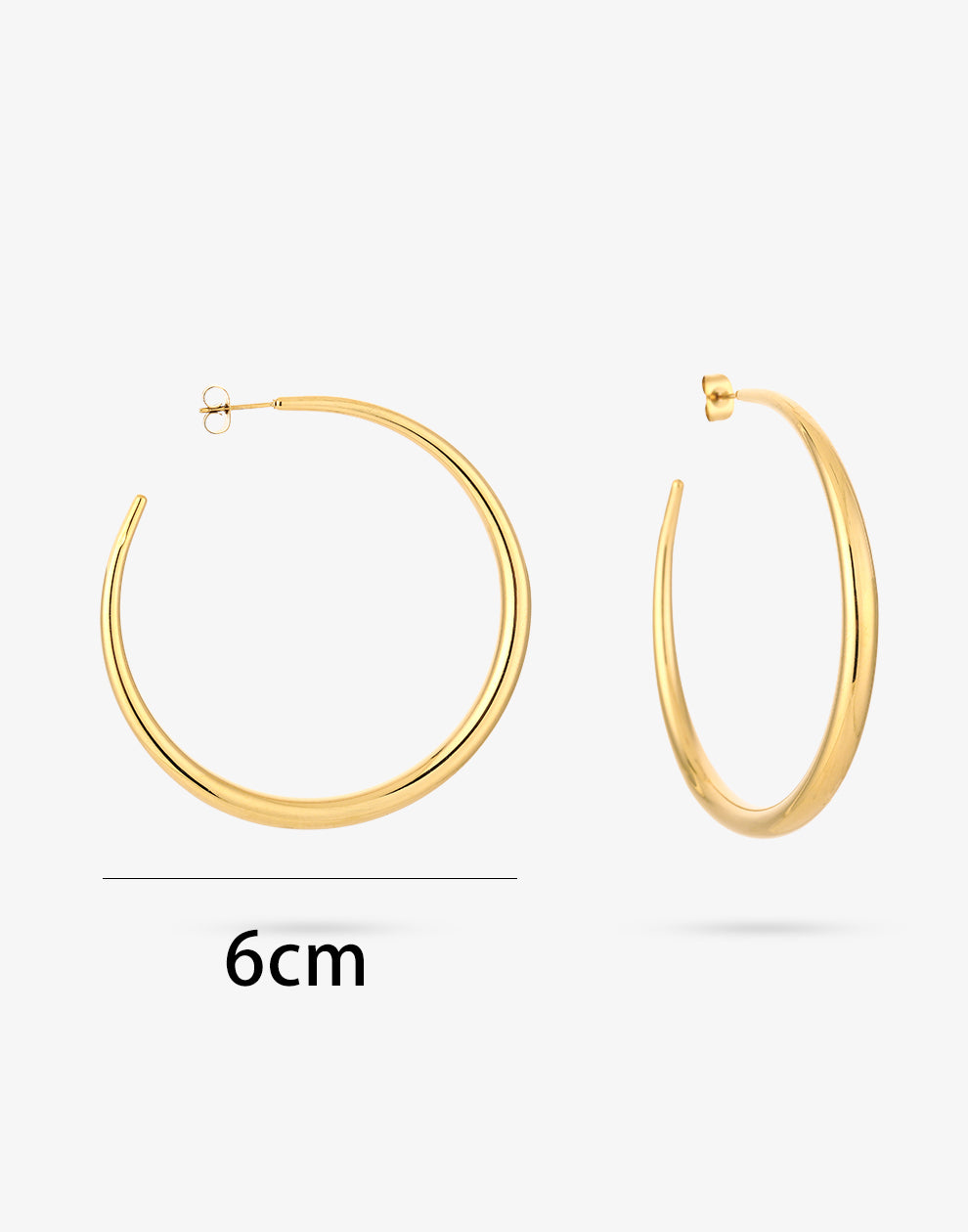 Open oorringen 60mm goudkleurig